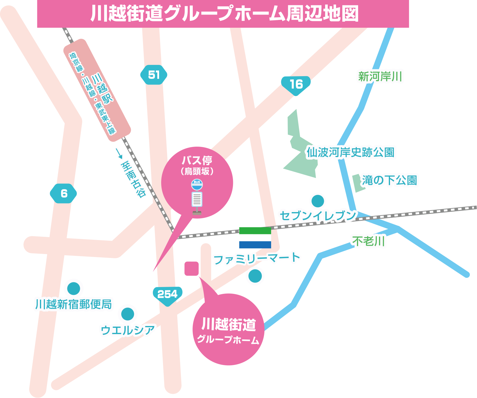 鶴ケ岡グループホーム イラスト地図