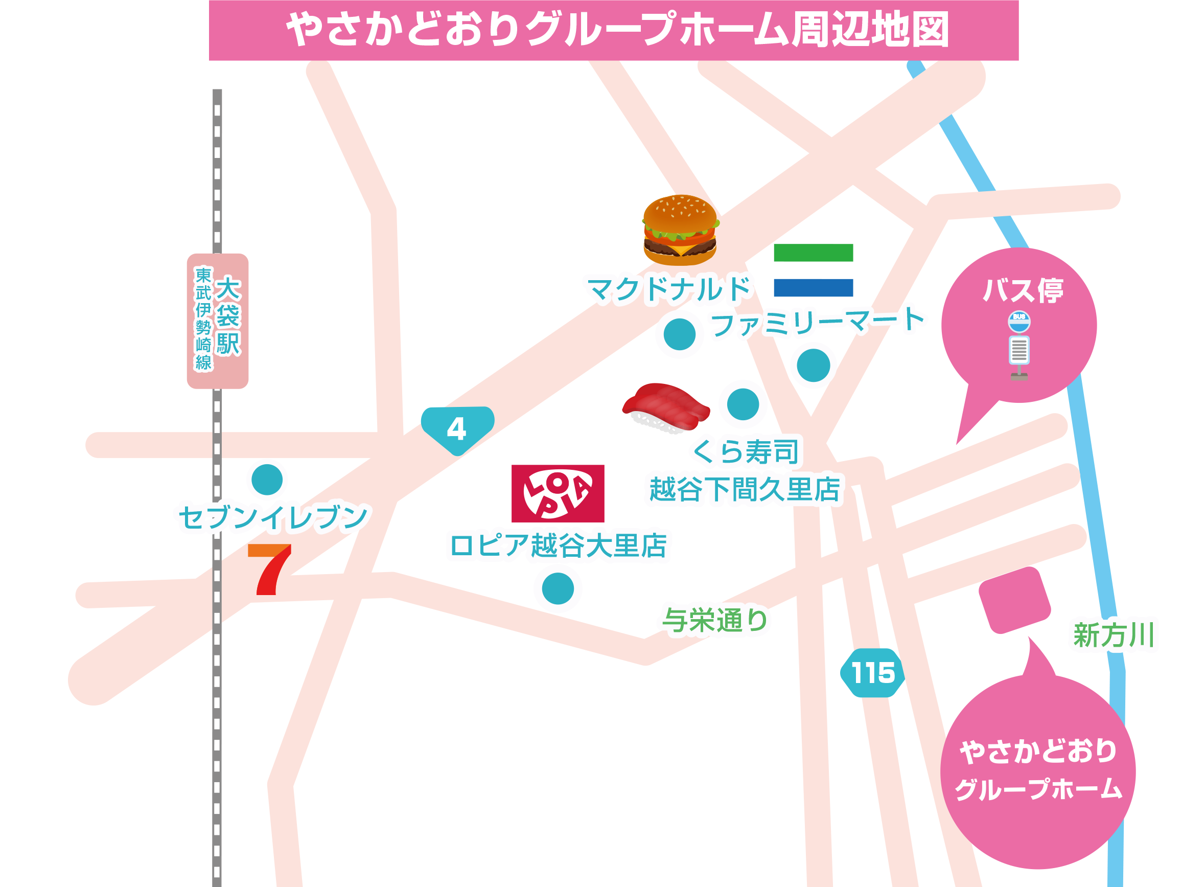 やさかどおりグループホーム イラスト地図