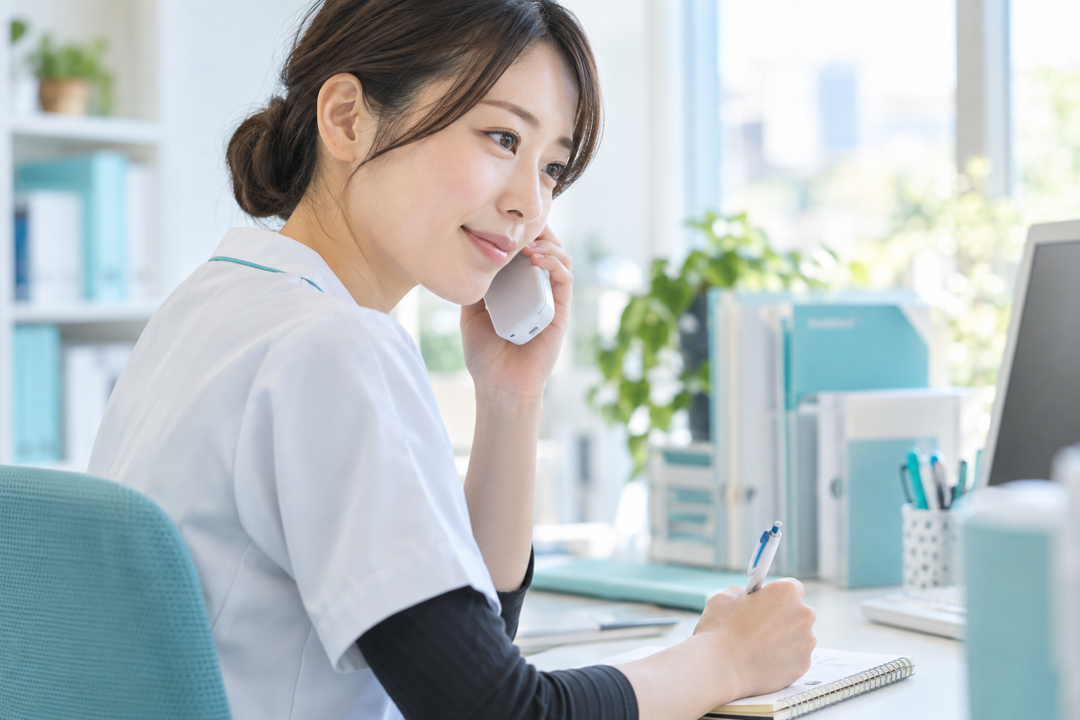 電話でご相談を受けるソラリスの看護師